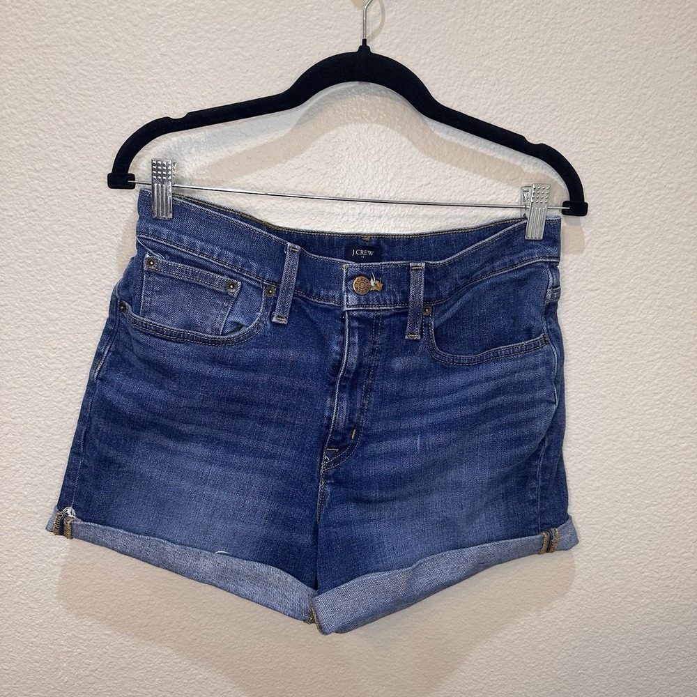 J Crew‎ Classic Denim Shorts Dark Pacific Wash 28 Cuffed Summer Vacation AW548